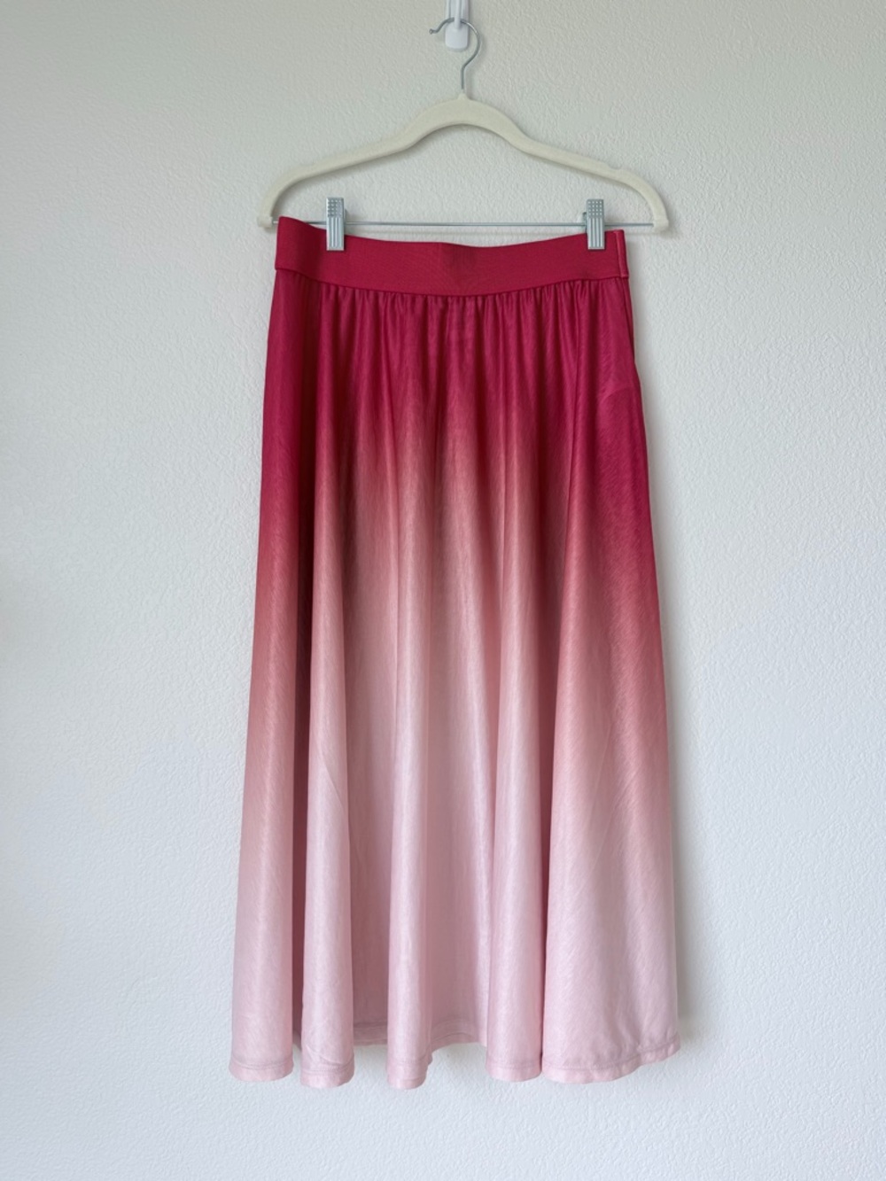 Athleta Grace Ombré Midi Skirt Pink Flowy Elastic Waist Size Small